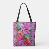 Tas - Roze & Rode Poinsettias (Achterkant)