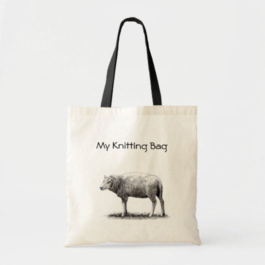 Tas: Tekening van schapen in potlood: Yarn Tote Bag (Voorkant)