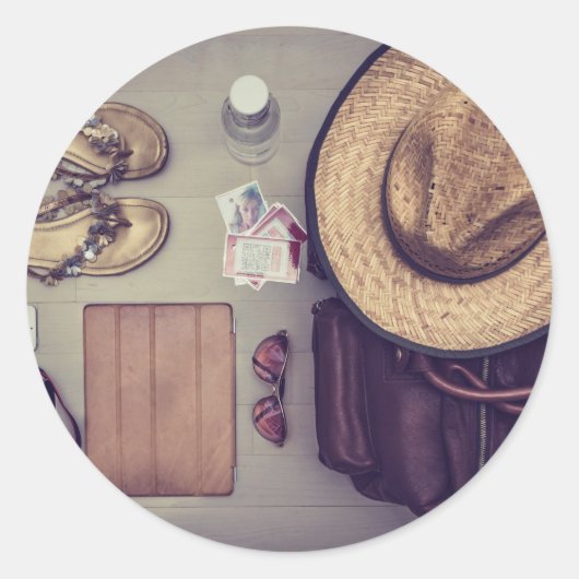 Tas thema, tas klaar om te worden verpakt met een ronde sticker (Voorkant)