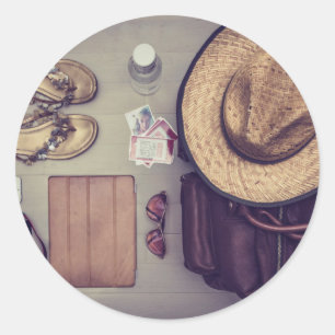 Tas thema, tas klaar om te worden verpakt met een  ronde sticker