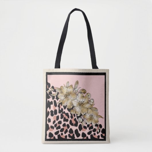 Tas Tiger Print and Mauve and Ivory Flowers (Voorkant)