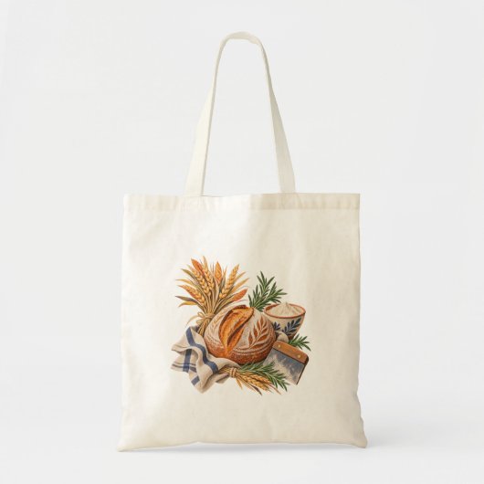 Tas van canvas met stilleven van zuurdesembrood (Voorkant)