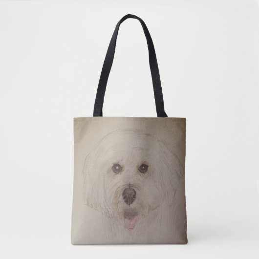 Tas van canvas Waterverf Potlood Hond Ontwerp (Voorkant)