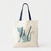 Tas van een prachtig blauw kattenmonogram (Voorkant)
