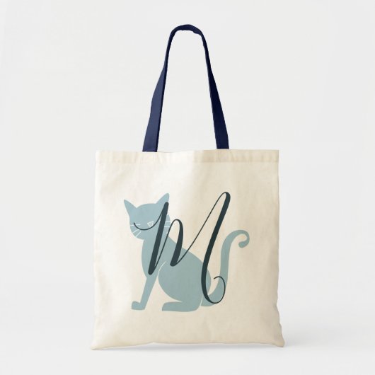 Tas van een prachtig blauw kattenmonogram (Voorkant)