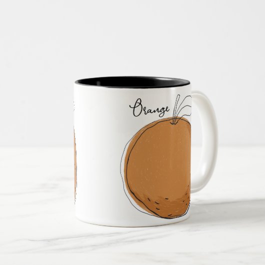 Tas van Oranje vruchten Tweekleurige Koffiemok (Voorkant rechts)