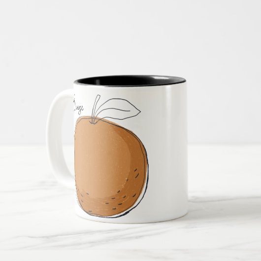 Tas van Oranje vruchten Tweekleurige Koffiemok (Voorkant links)