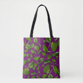 tas van Paars en groen botanisch canvas  (Voorkant)