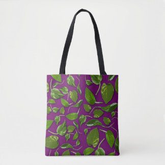 tas van Paars en groen botanisch canvas 