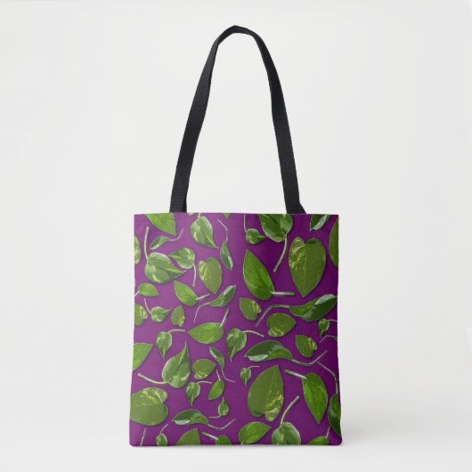 tas van Paars en groen botanisch canvas  (Voorkant)