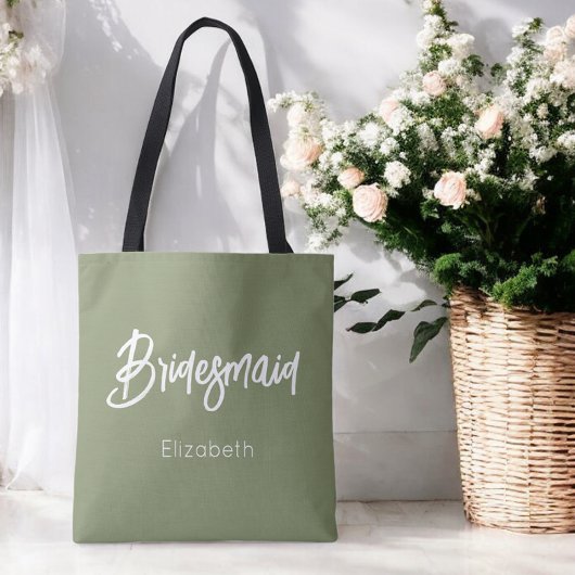 Tas voor bruidsmeisje saliegroen bruiloftstassen