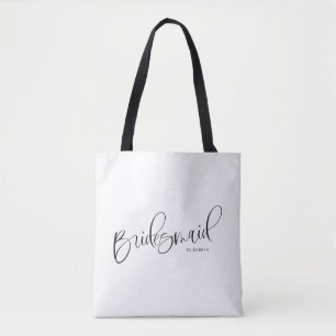 Tas voor bruidsmeisje Zwart Wit Zoete Calligrafie