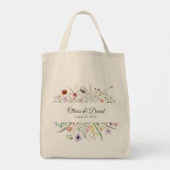 Tas voor bruiloft in weide met wilde bloemen (Achterkant)