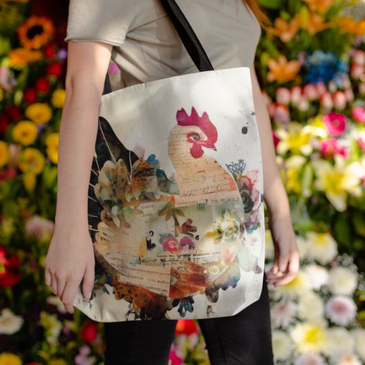 Tas voor Chicken Mixed Media Art Collage