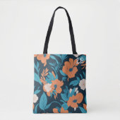 Tas voor Floral printpatroon met aangepaste initia (Voorkant)