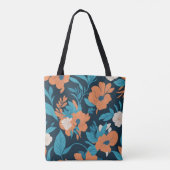 Tas voor Floral printpatroon met aangepaste initia (Achterkant)