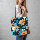 Tas voor Floral printpatroon met aangepaste initia