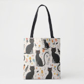 Tas voor kattenliefhebbers zwart kattenpatroon (Voorkant)