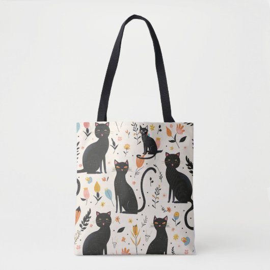 Tas voor kattenliefhebbers zwart kattenpatroon (Voorkant)