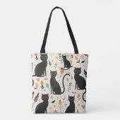 Tas voor kattenliefhebbers zwart kattenpatroon (Achterkant)