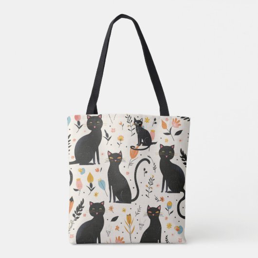 Tas voor kattenliefhebbers zwart kattenpatroon (Achterkant)