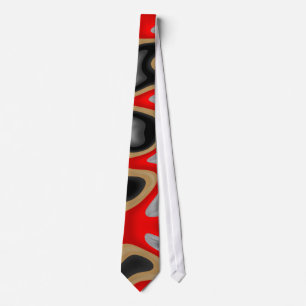 Tas Zizzago Abstracte Draaikolk Biege Rood Zwart 2 Stropdas
