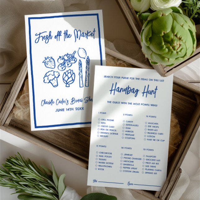 Tasjagooi, vers van de markt Bruidsspel Game (Handbag Hunt Fresh Off The Market Shower Game)