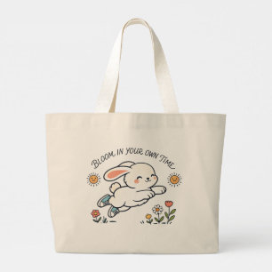 Tasje 'Bloei in je eigen tijd' Konijn Grote Tote Bag
