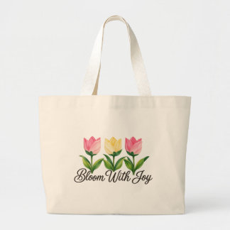 Tasje 'Bloei met vreugde' Roze Tulp Bloemstuk Grote Tote Bag