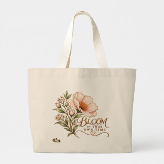 Tasje 'Bloom In Your Own Time' met vintage bloemen Grote Tote Bag