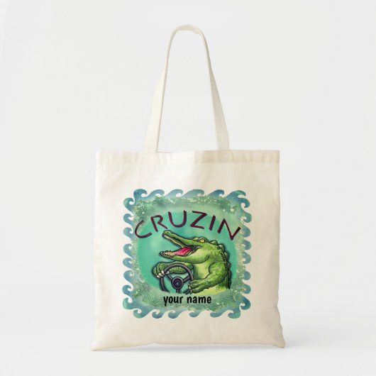 Tasje 'Cruisin Alligator' Tote Bag (Voorkant)