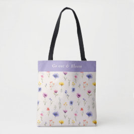 Tasje 'Ga naar buiten en bloei' met wilde bloemen  Tote Bag