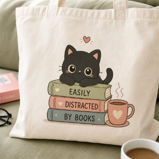 Tasje 'Gemakkelijk Afgeleid door Boeken' met Cute Tote Bag