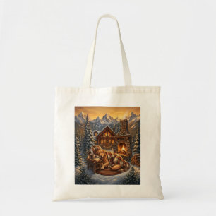 Tasje 'Golden Retriever Gezellige Blokhut' Tote Bag
