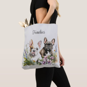 Tasje met bloemen voor Franse Bulldog Tote Bag