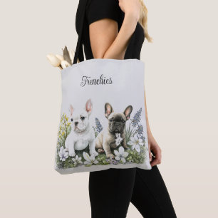 Tasje met bloemen voor Franse Bulldog Tote Bag