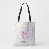 Tasje met bloemenmonogram en tuinafbeelding - E Tote Bag (Voorkant)