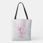 Tasje met bloemenmonogram en tuinafbeelding - E Tote Bag (Achterkant)