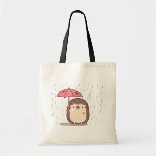 Tasje met droevige egel met gescheurde paraplu tote bag