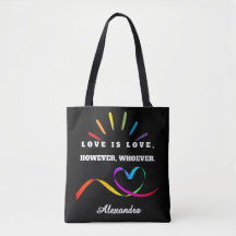 Tasje met eigen naam Love is Love Minimalistische