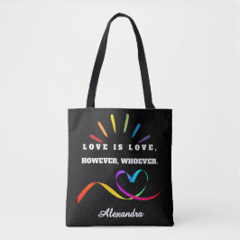 Tasje met eigen naam Love is Love Minimalistische Tote Bag