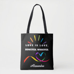 Tasje met eigen naam Love is Love Minimalistische  Tote Bag
