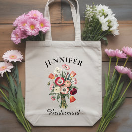 Tasje met eigen wilde bloemen voor bruidsmeisje al tote bag