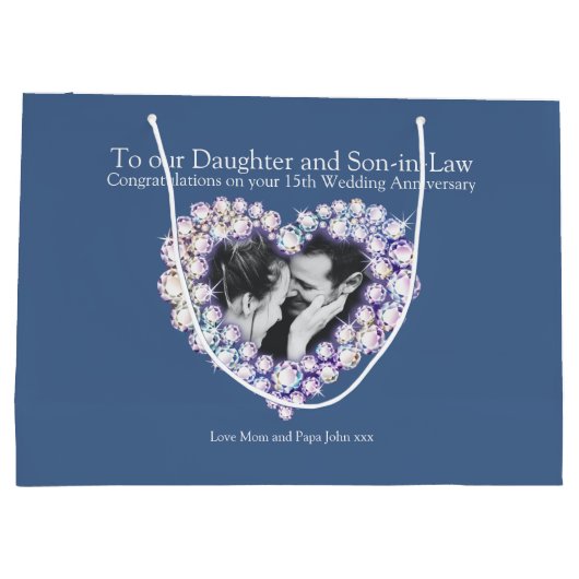 Tasje met foto als cadeau voor 15-jarig kristallen (Achterkant)