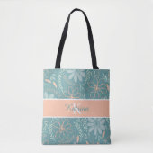 Tasje met geborduurde bloemen en monogram tote bag (Voorkant)