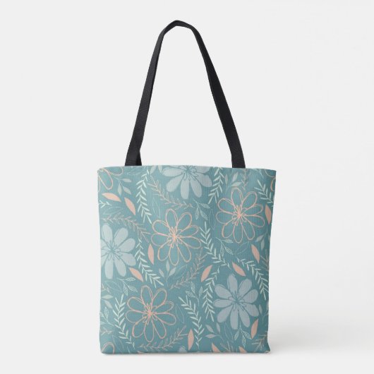 Tasje met geborduurde bloemen en monogram tote bag (Achterkant)