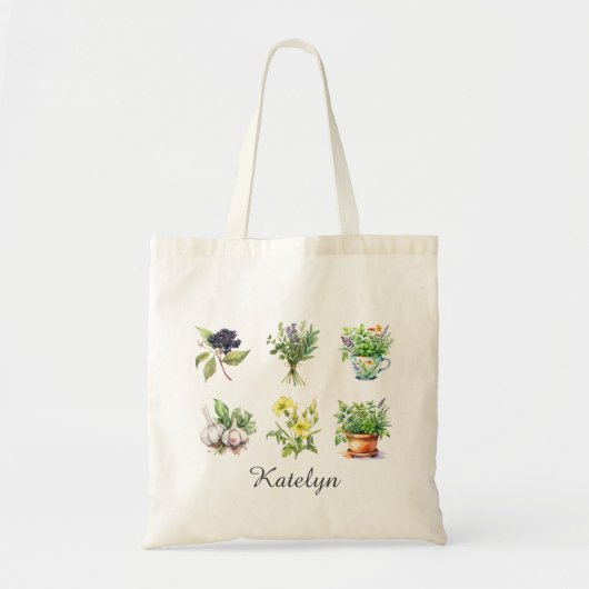 Tasje met gepersonaliseerde bloemenboeket tote bag (Voorkant)