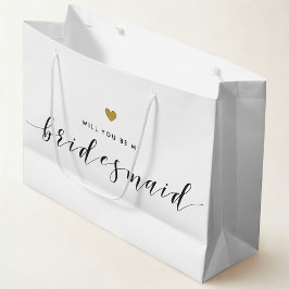 Tasje met gouden hart als bruidsmeisjesvoorstelcad
