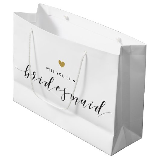 Tasje met gouden hart als huwelijkscadeau voor bru (Voorkant Gekanteld)