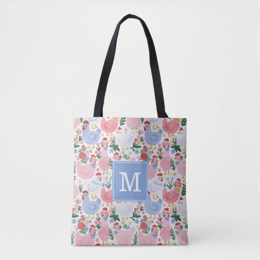 Tasje met grillige kippen tote bag (Voorkant)